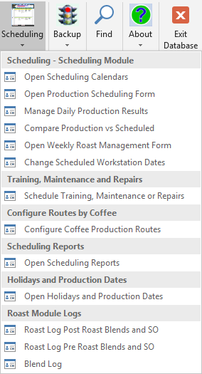 CoffeeRoaster Mgt Utilities Menu