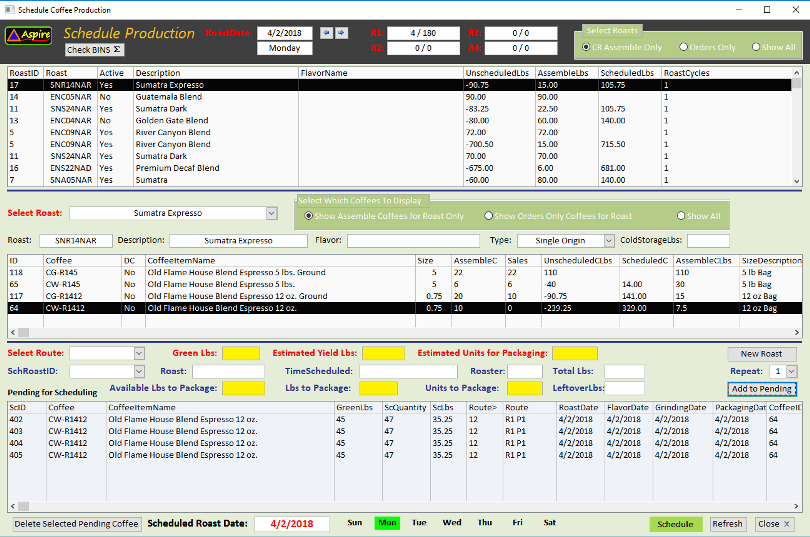 CoffeeRoaster Scheduling Form