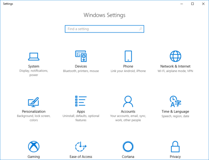 Windows 10 Windows Settings image