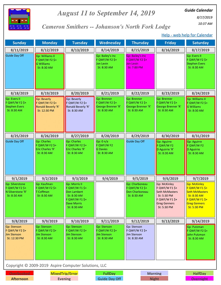 FishWare 5 Week Guide Calendar