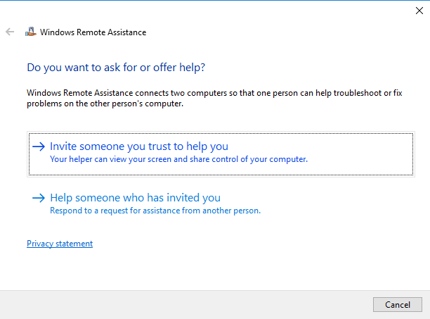 Microsoft Remote Assistance Ask for Help