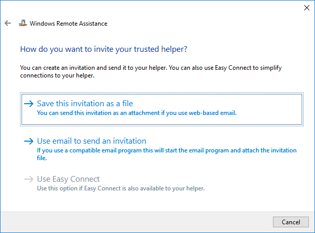 Microsoft Remote Assistance Save as File