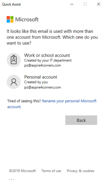 Microsoft Account Login Select Account Type